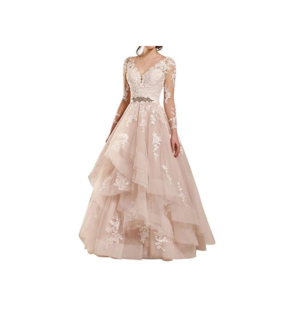 Social Vestido de Boda Vestido de Novia Mujer Vestidos de Fiesta Largo Manga