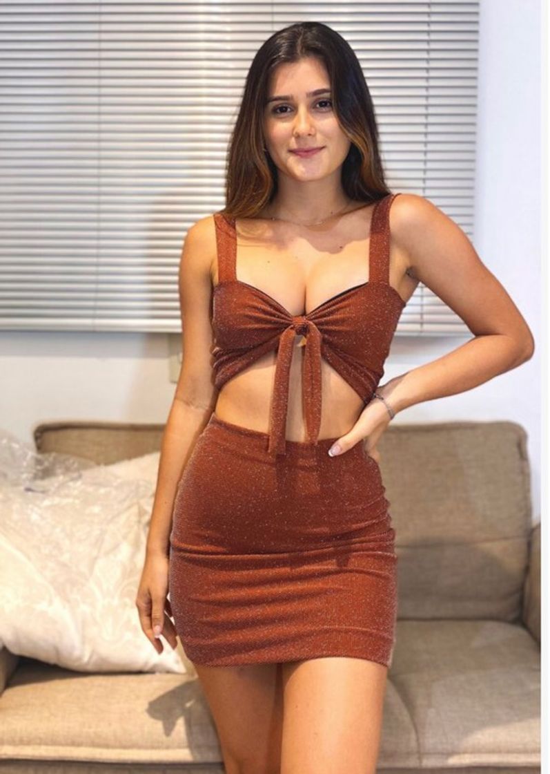 Social Top Laço 4 em 1 Lurex Telha