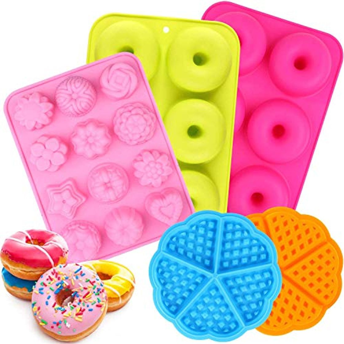 Products ESHUNQI Moldes de Silicona Donut, 5pcs Juego de Molde de Silicona Donut