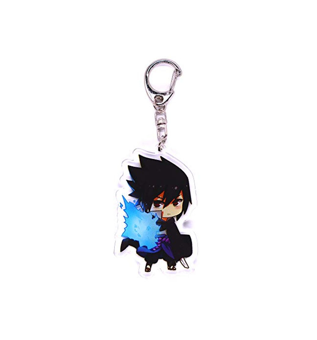 Moda Anime Domain Llavero de Naruto con Figura Chibi（Uchiha Sasuke）