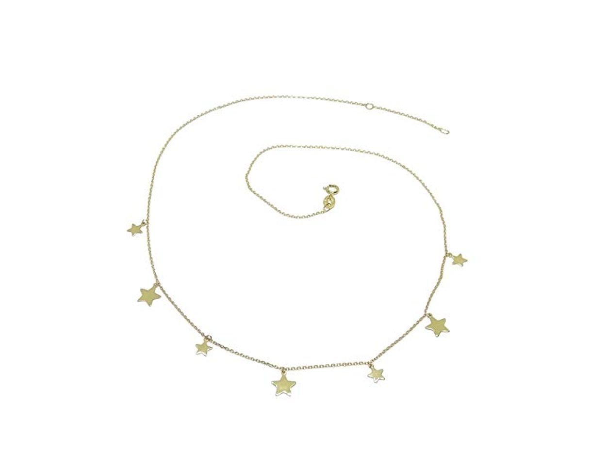 Moda Collar de oro amarillo de 18k con 7 estrellas de oro amarillo