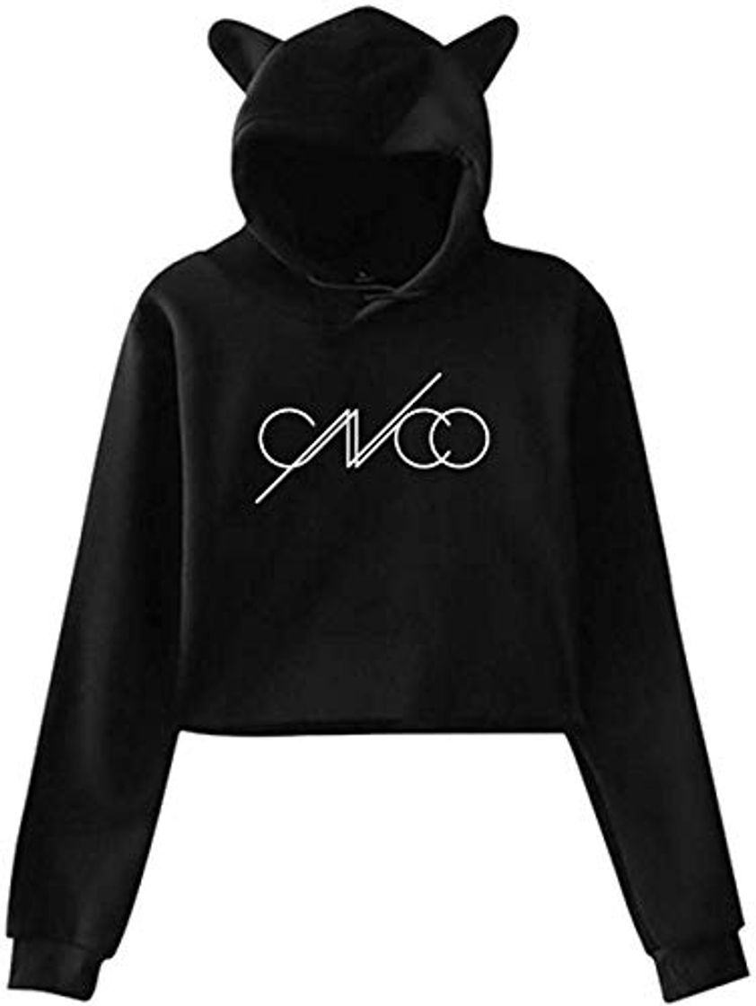 Fashion JXZO Suéter con Capucha de Oreja de Gato Cnco Women's Dew Navel Comfortable Cat Ear Sweatshirt