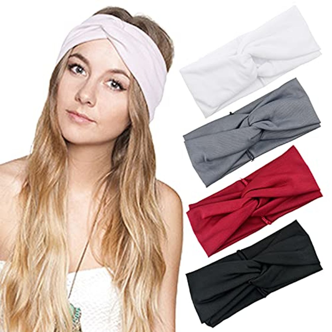 Social DRESHOW 4 Piezas Diadema Para Mujer Turbante Bohemia Elástico Cinta Banda para El Cabello Diadema Accesorios Para El Cabello