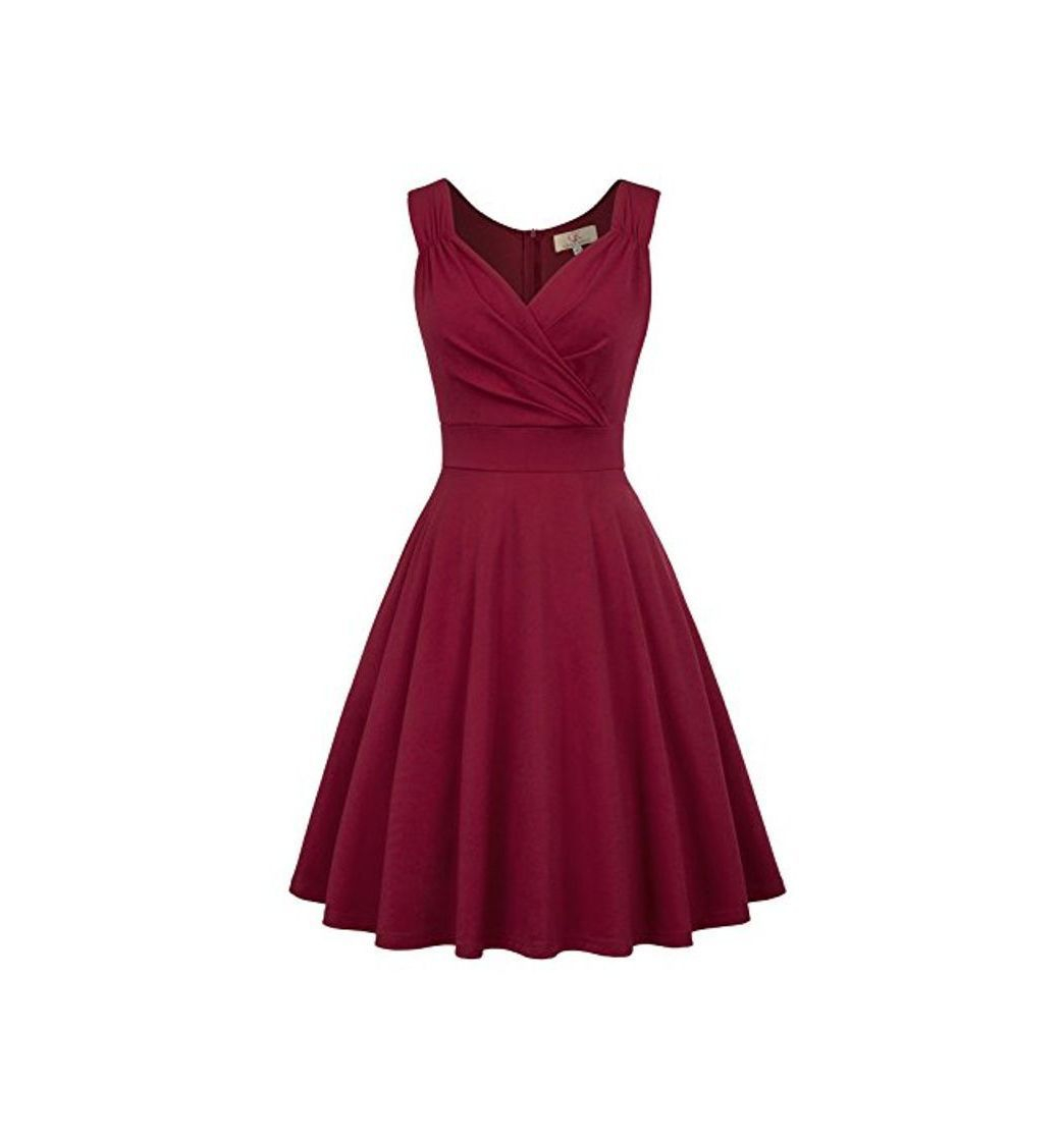 Social Mujer Vestido Años 50 sin Mangas con Volantes para Cóctel Fiesta L