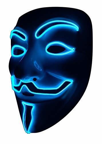 SOUTHSKY LED Mascara Disfraz de Luces Neon Led Brillante V Vendetta Mask