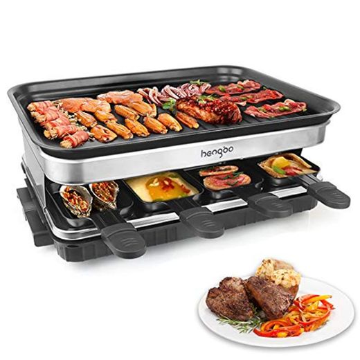 Raclette Grill con 8 Mini Sartenes Revestimiento Antiadherente Regulador de Temperatura para