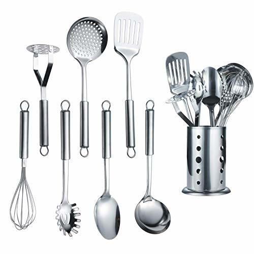 Berglander Utensilio de cocina de acero inoxidable de 7 piezas con 1