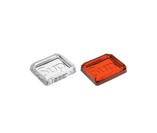 Supreme Debossed Glass Ashtray Red