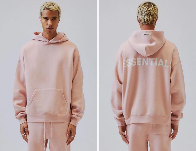 Product FEAR OF GOD ESSENTIALS Pink 3M Logo Pullover Hoodie.