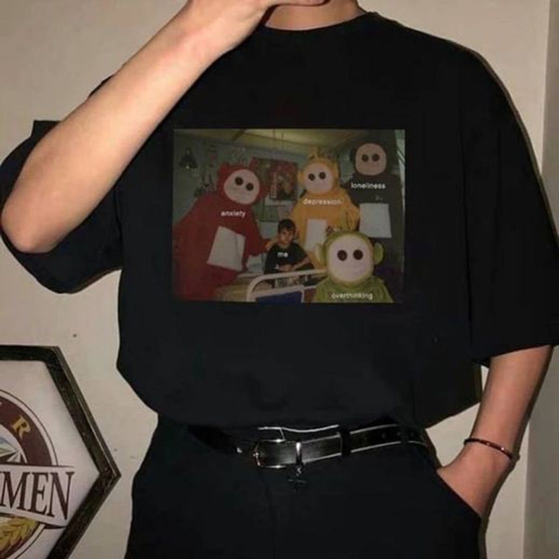 Social camiseta vintage negra con estampado 