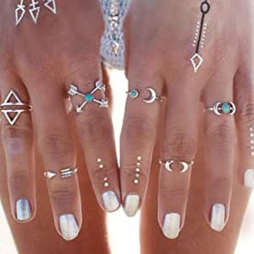 Yean Boho - Juego de anillos de cristal para nudillos
