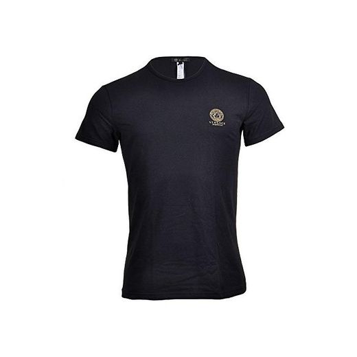 Versace Iconic - Camiseta de cuello redondo de algodón elástico Negro Negro