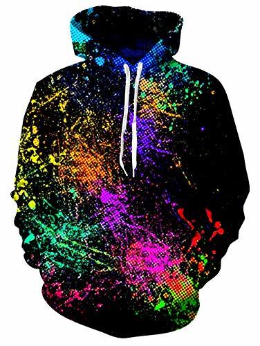 Producto TUONROAD Hoodie Hombre Funny Pintar 3D Impreso Negro Sudaderas con Capucha Ligero