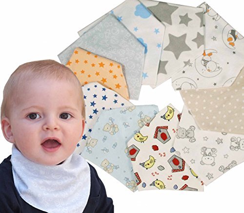 Producto Ti TIN Pack de 10 Baberos Pañuelo Bandana para Bebé 100% Algodón