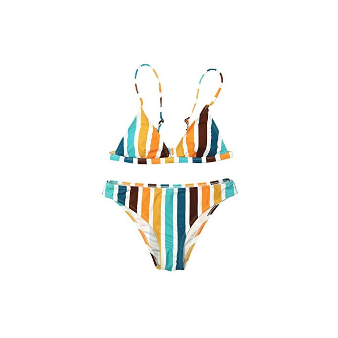 Productos YGbuy Conjunto de Bikini con Estampado de Rayas Arcoiris Vendaje Push up Tankini Traje de Baño de Playa Traje de Baño de Bajo Pecho Sujetador y Bragas Tanga de Dos Piezas