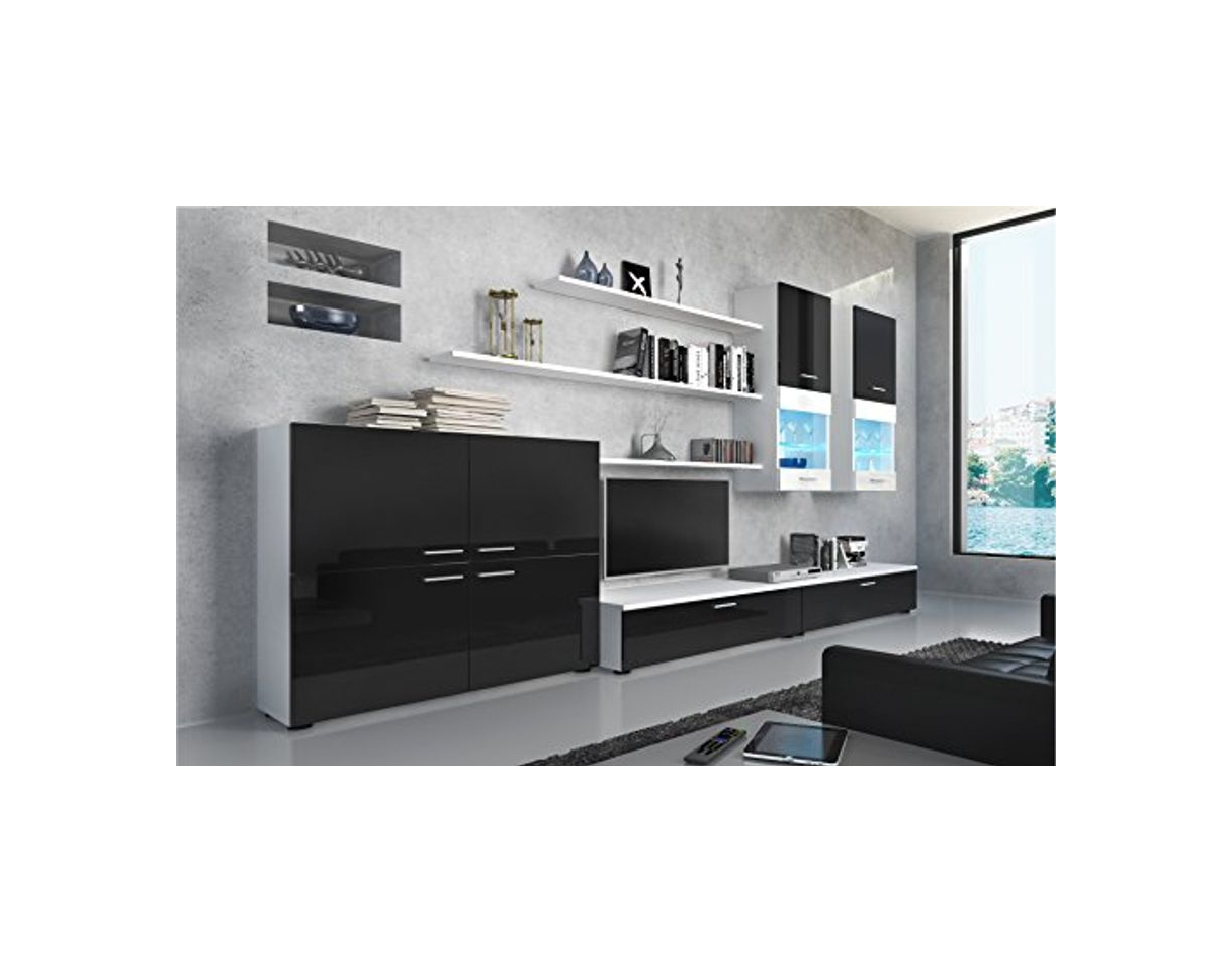 Producto SelectionHome - Mueble Comedor Moderno, salón con Luces Leds, Acabado en Negro