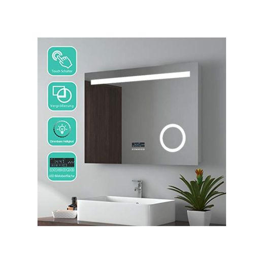 EMKE Espejo de Baño Espejo de baño Espejo LED Espejo de Pared