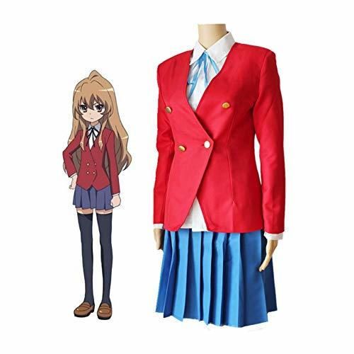 PAOFU-Anime Toradora! Taiga Aisaka Cosplay Disfraz Uniforme Escolar Rojo