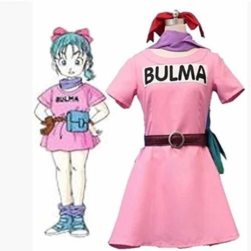 Adulto Dragon Ball Z Bulma Cosplay Disfraz Verano Rosa Vestido   Mujeres Halloween Bulma