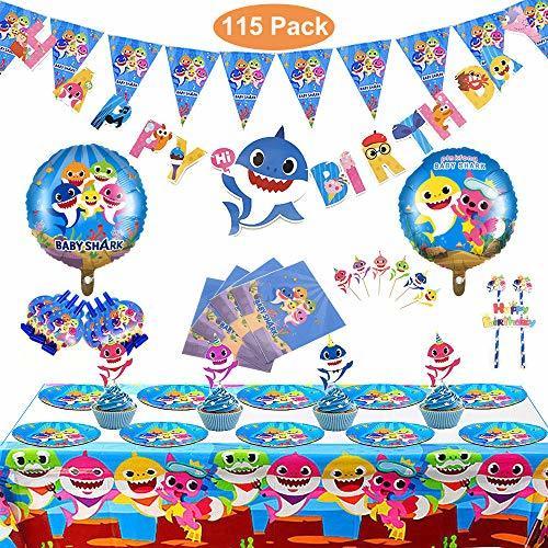 Lugares Magichui Conjunto de 115 Piezas Shark Party Supplies Set, Shark Baby Birthday