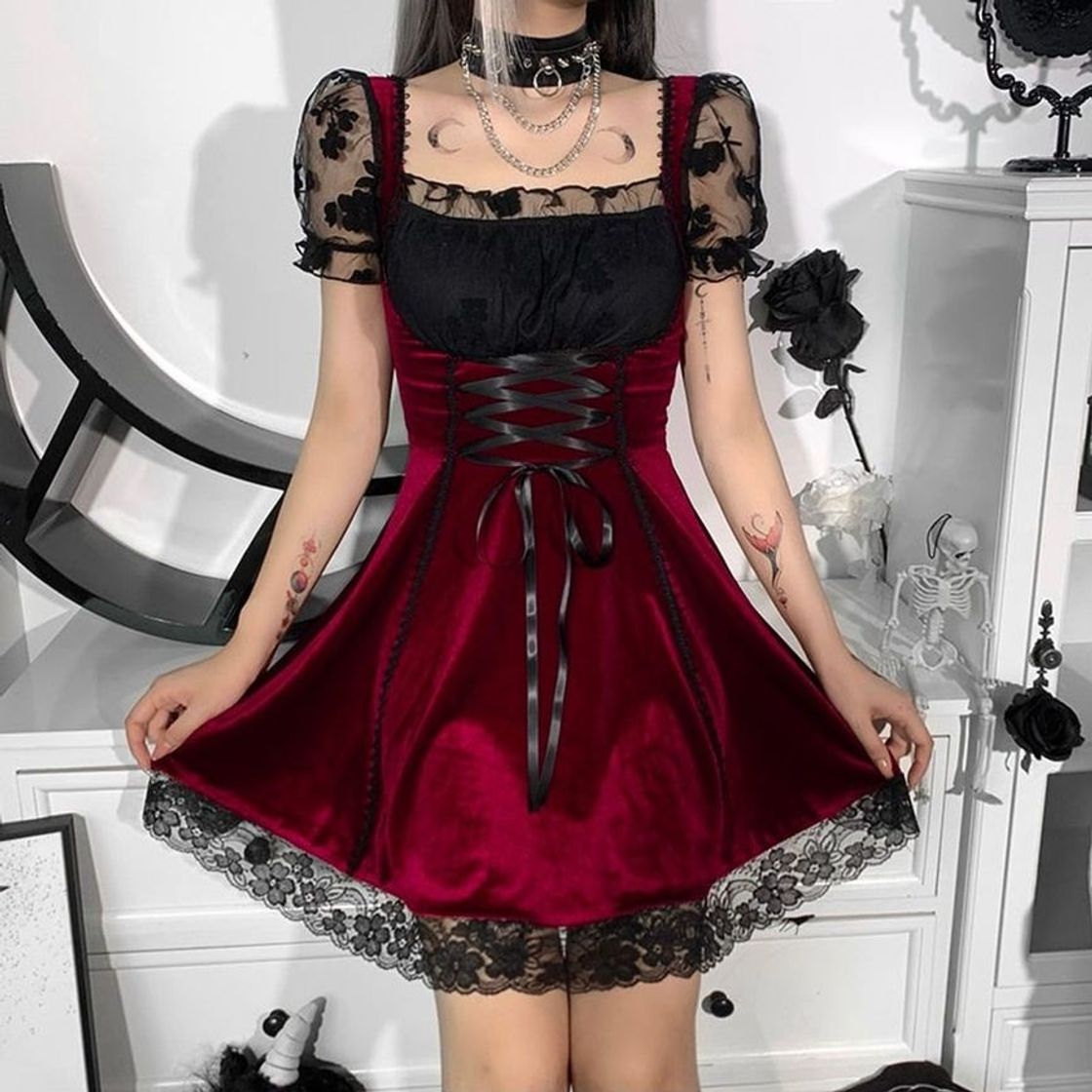 Fashion Punk Gothic Vintage Velvet Croset Dress — Spree Picky