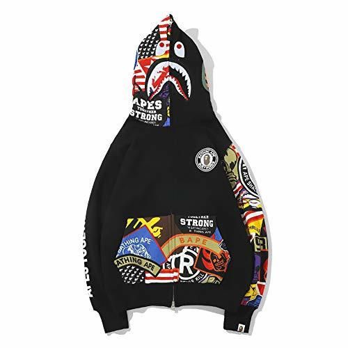 DANGONG BROTHERS Mens Ape Bape Sudaderas 3D Boca del Tiburón Impreso con