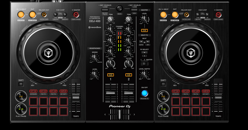 Fashion DDJ-400 2-channel DJ controller for rekordbox dj (black) - Pioneer DJ