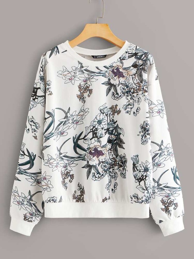 Fashion Sudadera Con Estampado Botánico