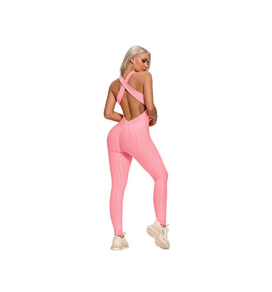 Moda FITTOO Mallas Pantalones Deportivos Leggings Mujer Yoga de Alta Cintura Elásticos y Transpirables para Yoga Running Fitness con Gran Elásticos1370 Rosa S