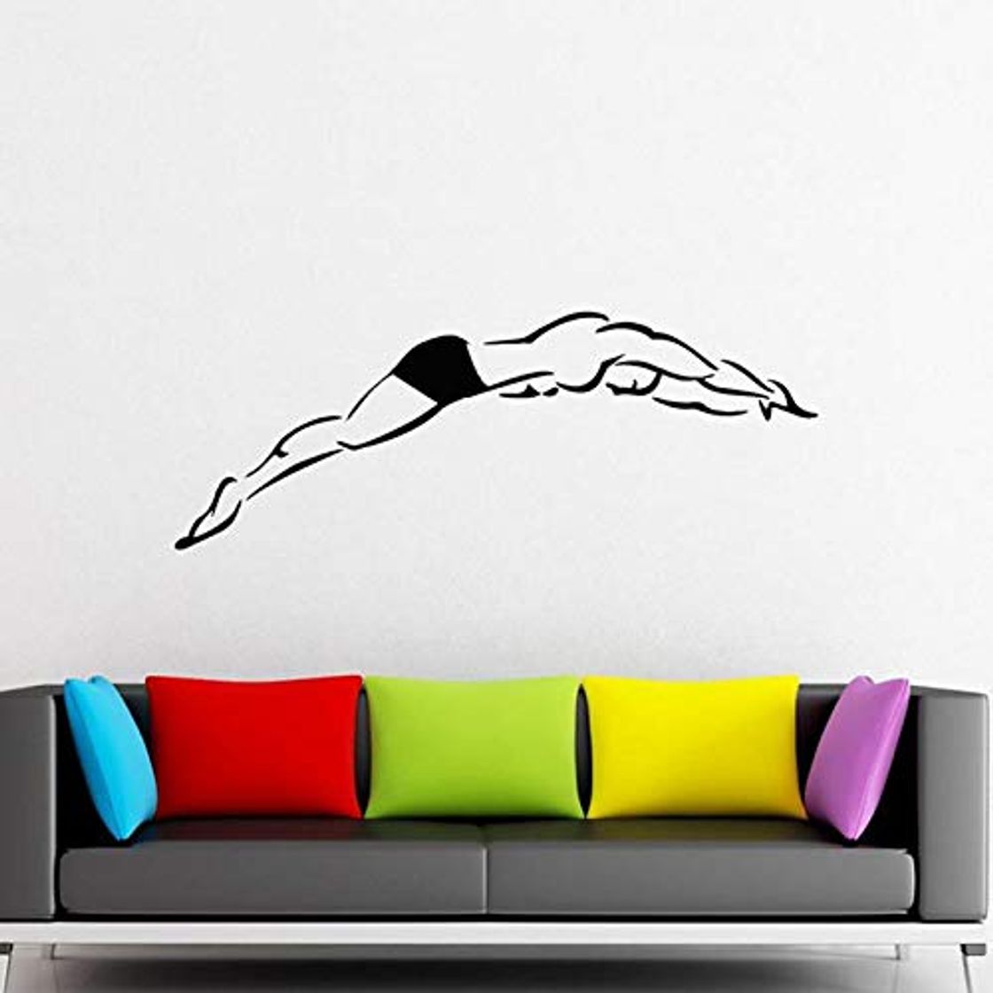 Producto ZRbMR Etiqueta engomada de natación Nombre del Logotipo Calcomanía de Nadador Carteles de natación Calcomanías de Pared de Vinilo Pegatina Quadro Parede Decoración Mural Swim Sticker 28x108cm