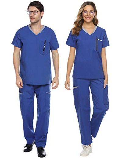 Abollria Uniformes Unisex en 80% Algodón para Enfermera Médica y Trabajadores de