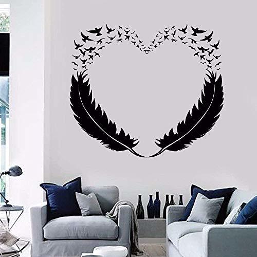 Product Feather Bird Love Decoración Vinilo Dormitorio Romántico Decoración interior Mural Papel pintado