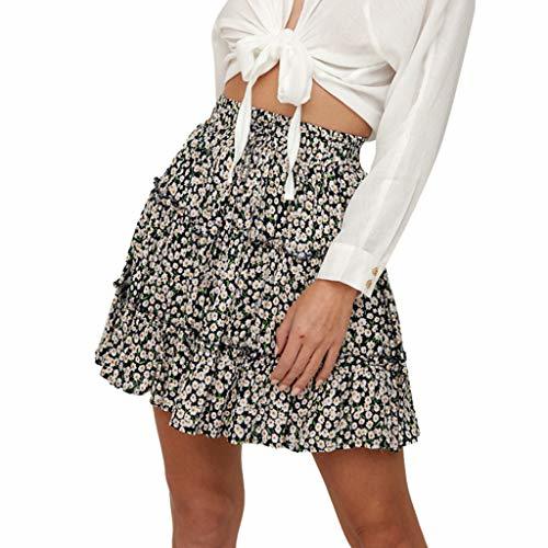 Social Faldas Cortas Volantes Kawaii， Falda Corta de Playa con Estampado Floral con