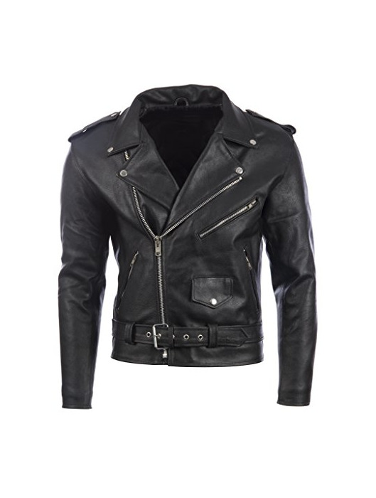 Product Aviatrix Chaqueta Biker para Hombre con Cinturon En Piel De Vacuno Real