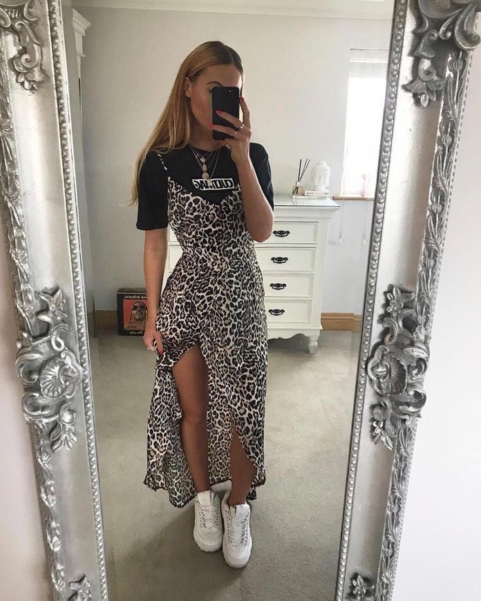 Social T shirt and maxi dress with chunky trainers
