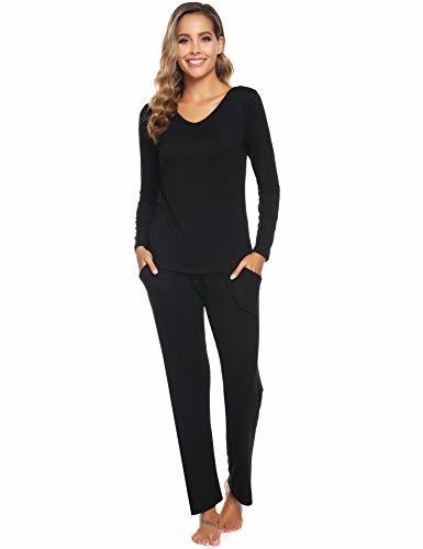 Social ARBLOVE Pijama Mujer Invierno Algodon 2 Piezas