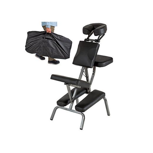 TecTake Silla de Masaje Fisioterapia rehabilitacion sillón de Tratamiento Tattoo (Negro