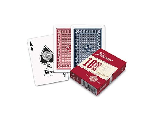 Fournier-nº18 Baraja de Cartas Poker Clasica, Color Azul/Rojo