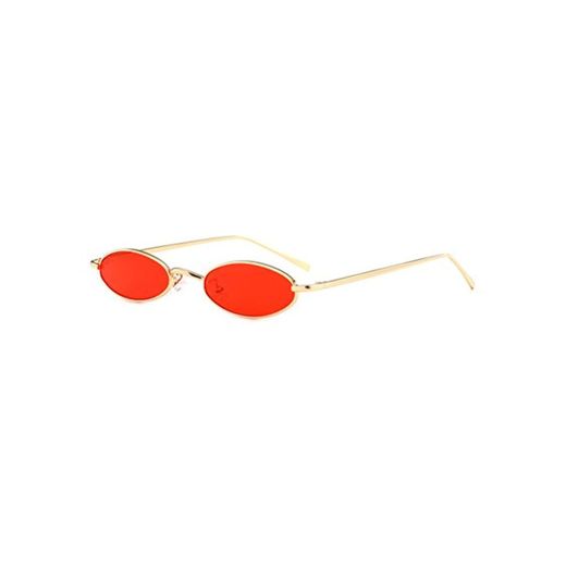 OULII Gafas de sol ovaladas vintage con marco de metal delgado y