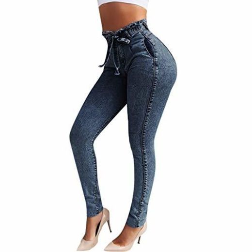 RISTHY Jeans Skinny Push-Up Mujer Vaqueros Pantalones Elásticos Jeans Denim Largo Mujer