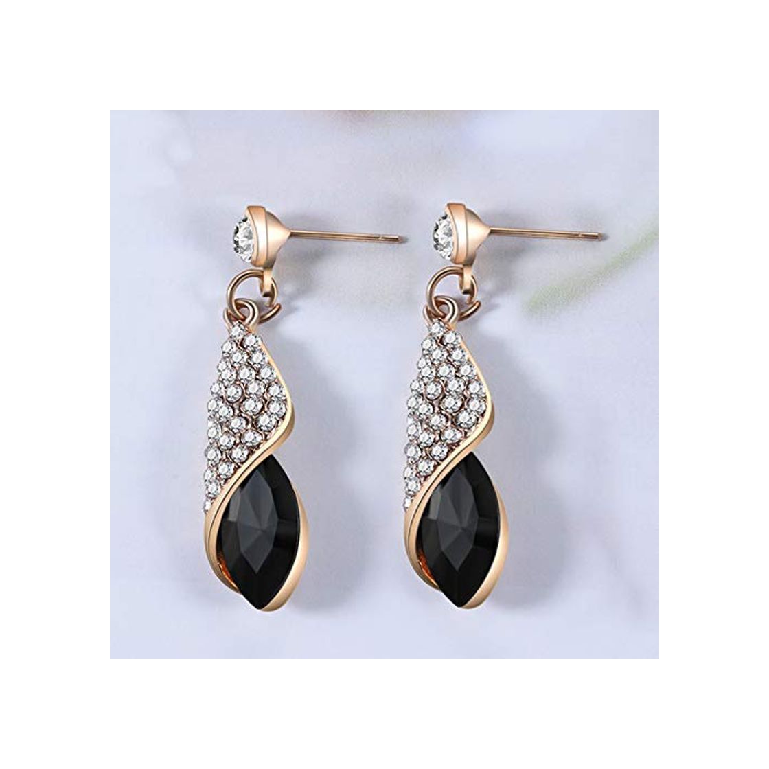 Social Pendientes YDHWWSH Geométrica do vintage longo brincos de zircão para as mulheres decorações de cristal pendurado brinco jóias 40 * 9mm preto