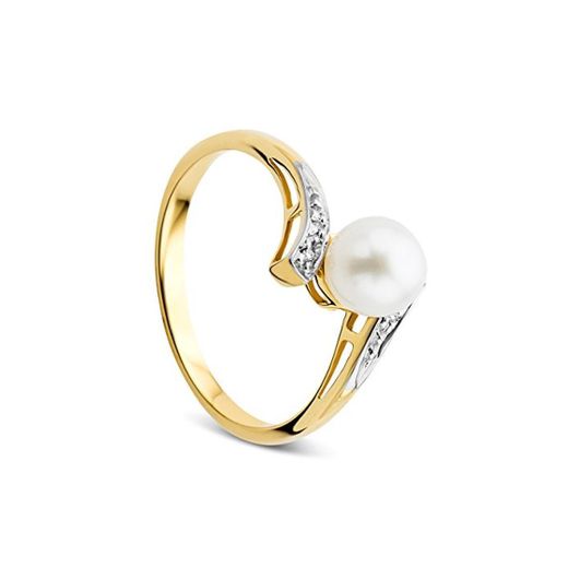 O) - Orovi Women's Freshwater Pearl Ring 9 ct/375 Yellow Gold With