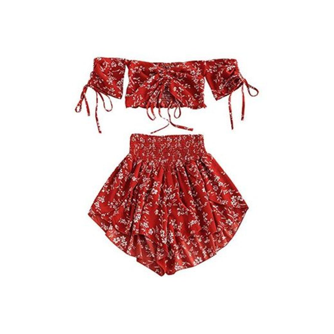 Social ZAFUL Trajes de Baño Mujer Top Corto Lazada Delantera Estampado Hombro Descubierto