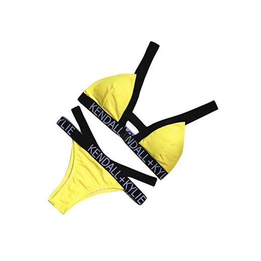 DELEY Mujeres Carta Vendaje Cintura Alta Triángulo Bikini Flores Caliente Vacaciones Verano Traje De Baño Trikini Swimwear Beachwear Tamaño S