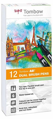 Social Set De 12 Rotuladores Dual Brush Colores Pastel Tombow