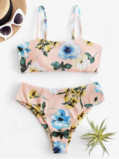 ZAFUL - Conjunto de bikini de dos piezas con textura para mujer