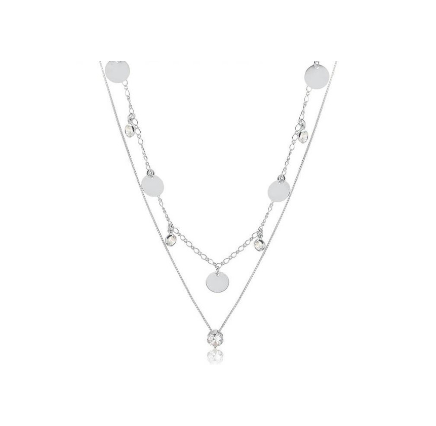 Social Colar duplo em ponto de luz folheado em ródio R$119