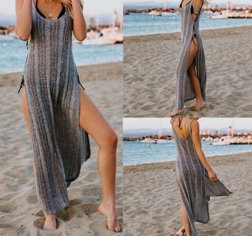 STRIR Mujer Ropa de Baño Crochet Vestido de Playa V Cuello Camisolas