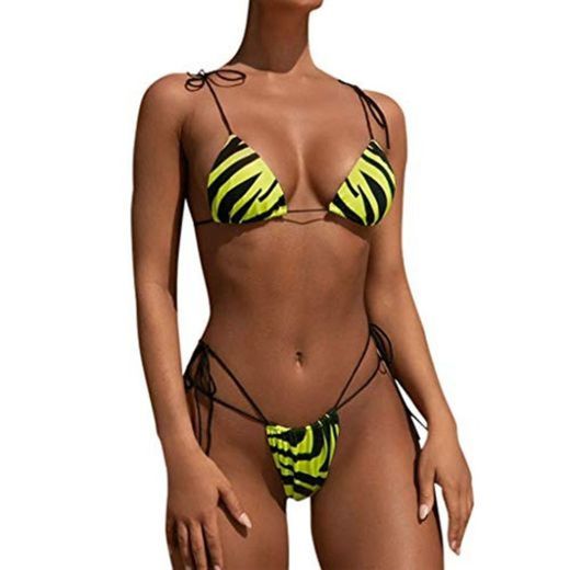 riou Bikinis Mujer 2019 Push up Bikini de Tres Puntos con Estampado de Cebra y Tira Mujeres Conjunto de Traje de BañO Brasileños Bañador Ropa de Dos Piezas vikinis