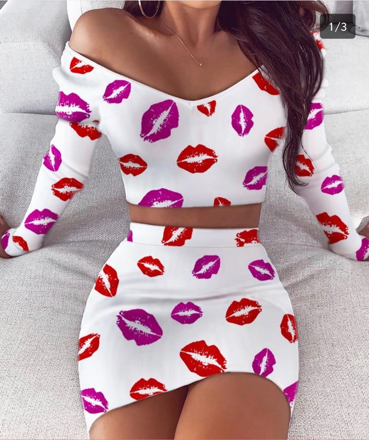 Producto 👄Conjuntos de falda y top corto con estampado de 👄 